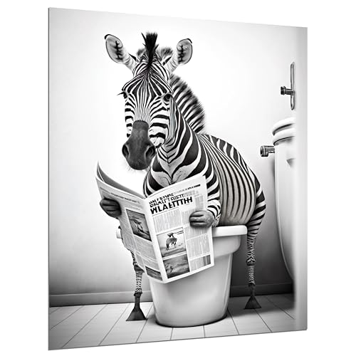 DARO Design - Bilder Deko Gäste WC Wandbild Badezimmer Bad Toilette Kunstdruck Bild auf 6mm HDF 30x40 cm Zebra Wanddeko - lustige Wandbilder Leinwand Poster Aesthetic Room Decor von DARO Design