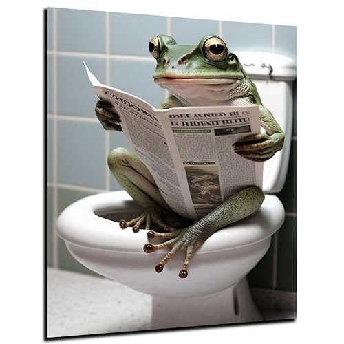 DARO Design - Toiletten-Bild auf 6mm HDF 70x50 cm Frosch auf WC - Wand-Deko Bilder Lustiges Geschenk von DARO Design