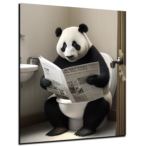 DARO Design - Toiletten-Bild auf 6mm HDF 84x56 cm Panda-Bär auf WC - Wand-Deko Bilder Lustiges Geschenk von DARO Design