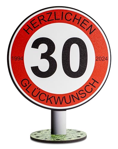 DARO Design - 2024 - Verkehrsschild 30 Jahre Herzlichen Glückwunsch - 20cm Groß - Verkehrszeichen Geburtstag, Jubiläum, Schild, Holz von DARO Design