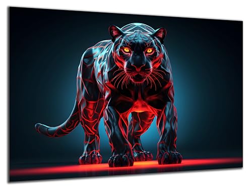 DARO Design - Wand-Bild 6mm HDF 40x30 cm Neon Tiger frontal - Wand-Deko Bilder Wohnzimmer von DARO Design