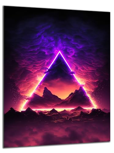 DARO Design - Wand-Bild 6mm HDF 70x50 cm Neon Dreieck Symbol - Wand-Deko Bilder Wohnzimmer von DARO Design