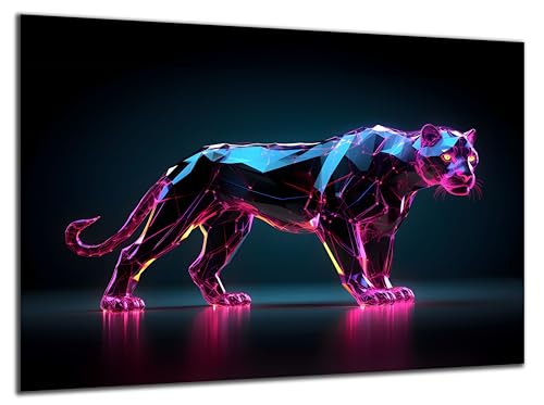 DARO Design - Wand-Bild 6mm HDF 70x50 cm Neon Panther - Wand-Deko Bilder Wohnzimmer von DARO Design