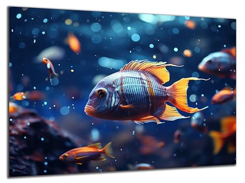 DARO Design - Wand-Bild 6mm HDF 70x50 cm Unterwasser bunter Fisch - Wand-Deko Bilder Wohnzimmer von DARO Design