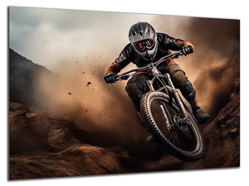 DARO Design - Wand-Bild 6mm HDF 84x56 cm Mountainbiker MTB Trail - Wand-Deko Bilder Wohnzimmer von DARO Design