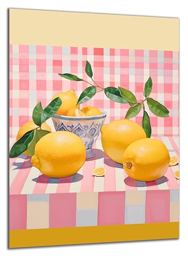 DARO Design - Wand-Bild Abstrakt Zitrone Tisch Rosa auf 6mm HDF 84x56 cm - Wand-Deko Bilder Geschenk von DARO Design