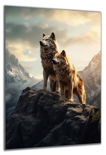 DARO Design - Wand-Bild auf 6mm HDF 30x20 cm 2 Wölfe Fels - Wand-Deko Bilder Geschenk DARO Design - Wand-Bild auf 6mm HDF 30x20 cm 2 Wölfe Fels - Wand-Deko Bilder Geschenk von DARO Design