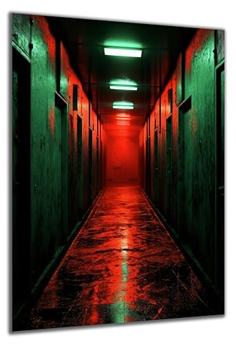 DARO Design - Wand-Bild auf 6mm HDF 30x20 cm Horror Grusel Gang rot grün Licht - Wand-Deko Bilder Geschenk DARO Design - Wand-Bild auf 6mm HDF 30x20 cm Horror Grusel Gang rot grün Licht - Wand-Deko Bilder Geschenk von DARO Design