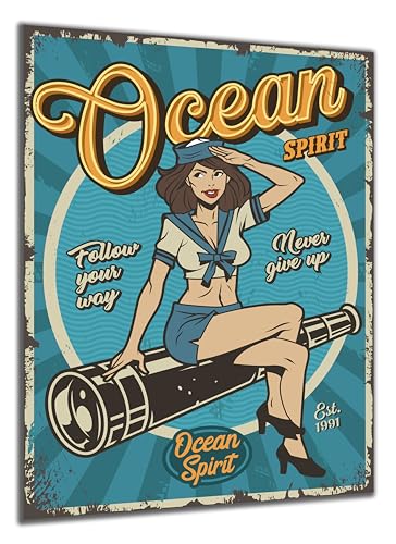 DARO Design - Wand-Bild auf 6mm HDF 30x20 cm Ocean Spirit - Wand-Deko Bilder Geschenk Vintage-Schild Retro-Schild von DARO Design