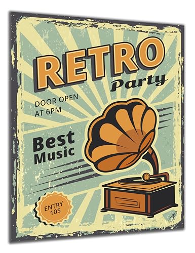 DARO Design - Wand-Bild auf 6mm HDF 30x20 cm Party Musik - Wand-Deko Bilder Geschenk Vintage-Schild Retro-Schild DARO Design - Wand-Bild auf 6mm HDF 30x20 cm Party Musik - Wand-Deko Bilder Geschenk Vintage-Schild Retro-Schild von DARO Design