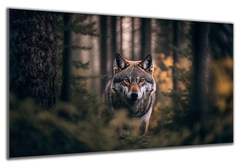 DARO Design - Wand-Bild auf 6mm HDF 30x20 cm Wolf im Wald - Wand-Deko Bilder Geschenk von DARO Design