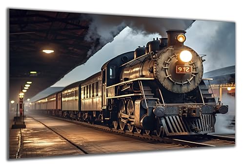 DARO Design - Wand-Bild auf 6mm HDF 40x30 cm Lokomotive Zug Retro Vintage - Wand-Deko Bilder Geschenk von DARO Design