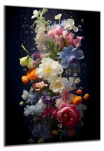 DARO Design - Wand-Bild auf 6mm HDF 40x30 cm bunte Blumen - Wand-Deko Bilder Geschenk von DARO Design