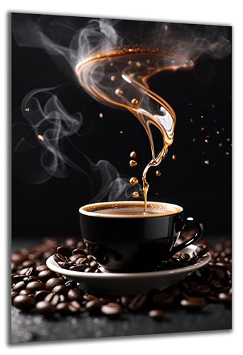 DARO Design - Wand-Bild auf 6mm HDF 60x40 cm Kaffee-Tasse Dampf - Wand-Deko Bilder Geschenk von DARO Design