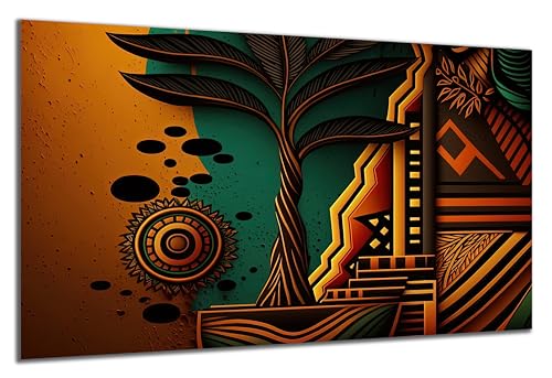 DARO Design - Wand-Bild auf 6mm HDF 70x50 cm Afrikanisch Abstrakt Baum - Wand-Deko Bilder Geschenk von DARO Design