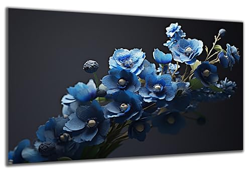 DARO Design - Wand-Bild auf 6mm HDF 70x50 cm Blume blau - Wand-Deko Bilder Geschenk von DARO Design