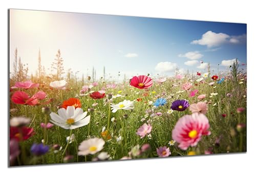 DARO Design - Wand-Bild auf 6mm HDF 70x50 cm Blumenwiese bunt - Wand-Deko Bilder Geschenk von DARO Design