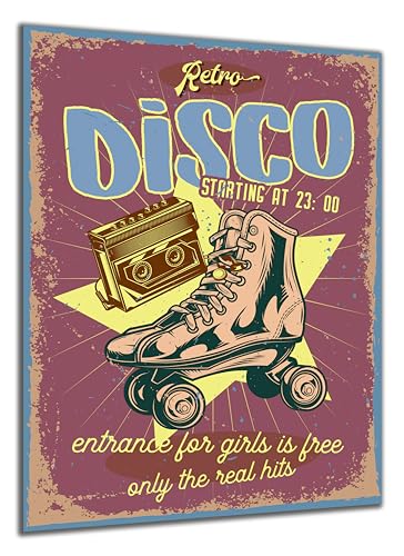 DARO Design - Wand-Bild auf 6mm HDF 70x50 cm Disco - Wand-Deko Bilder Geschenk Vintage-Schild Retro-Schild DARO Design - Wand-Bild auf 6mm HDF 70x50 cm Disco - Wand-Deko Bilder Geschenk Vintage-Schild Retro-Schild von DARO Design