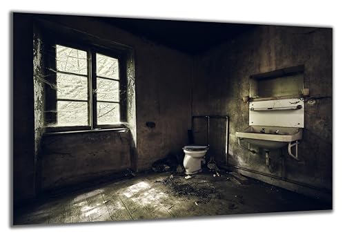 DARO Design - Wand-Bild auf 6mm HDF 70x50 cm Horror Grusel Lost Place WC - Wand-Deko Bilder Geschenk von DARO Design