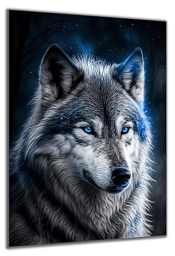 DARO Design - Wand-Bild auf 6mm HDF 70x50 cm Mystischer Wolf - Wand-Deko Bilder Geschenk von DARO Design