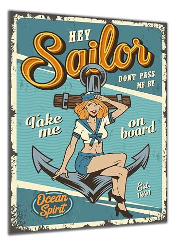 DARO Design - Wand-Bild auf 6mm HDF 70x50 cm Sailor - Wand-Deko Bilder Geschenk Vintage-Schild Retro-Schild DARO Design - Wand-Bild auf 6mm HDF 70x50 cm Sailor - Wand-Deko Bilder Geschenk Vintage-Schild Retro-Schild von DARO Design