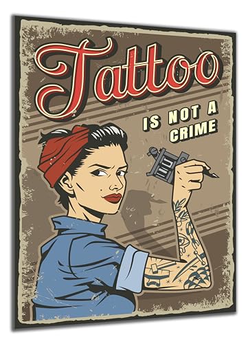 DARO Design - Wand-Bild auf 6mm HDF 70x50 cm Tattoo - Wand-Deko Bilder Geschenk Vintage-Schild Retro-Schild von DARO Design