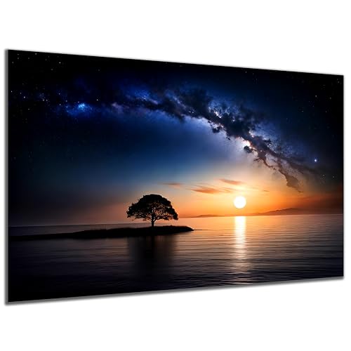 DARO Design - Wand-Bild auf 6mm HDF 70x50cm Baum im See Sonnenuntergang - Wand-Deko Bilder Geschenk von DARO Design