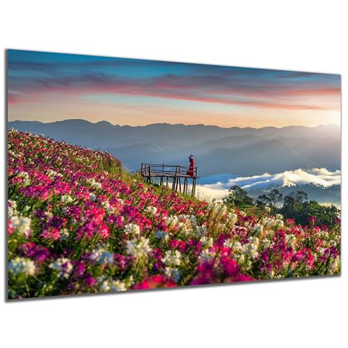 DARO Design - Wand-Bild auf 6mm HDF 84x56 cm Blumen-Wiese - Wand-Deko Bilder Geschenk von DARO Design