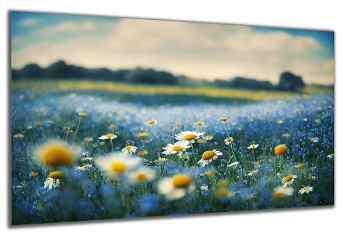 DARO Design - Wand-Bild auf 6mm HDF 84x56 cm Blumen-Wiese blau - Wand-Deko Bilder Geschenk von DARO Design
