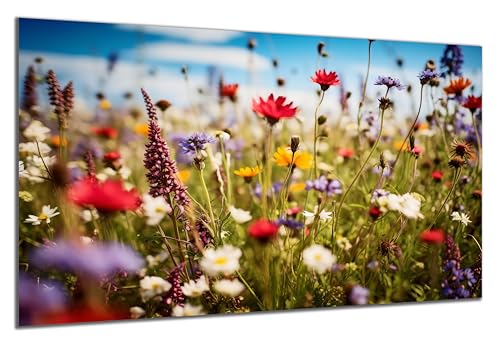 DARO Design - Wand-Bild auf 6mm HDF 84x56 cm Blumenwiese bunt Nahaufnahme - Wand-Deko Bilder Geschenk von DARO Design