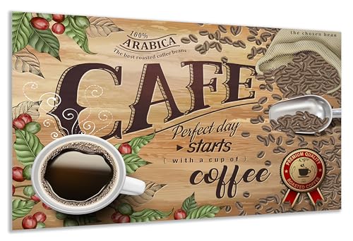 DARO Design - Wand-Bild auf 6mm HDF 84x56 cm Kaffee-Schild - Wand-Deko Bilder Geschenk von DARO Design