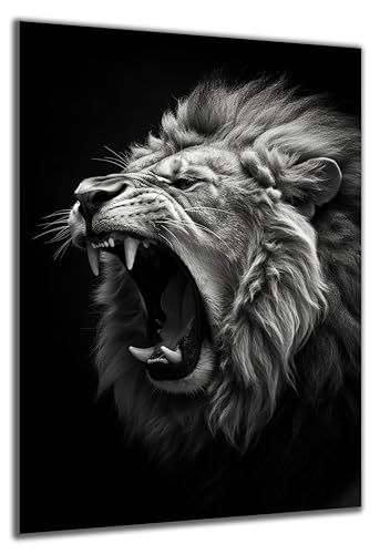 DARO Design - Wand-Bild auf 6mm HDF 84x56 cm Löwe brüllt schwarz-weiß - Wand-Deko Bilder Geschenk DARO Design - Wand-Bild auf 6mm HDF 84x56 cm Löwe brüllt schwarz-weiß - Wand-Deko Bilder Geschenk von DARO Design