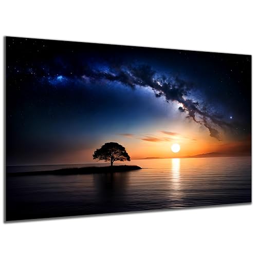DARO Design - Wand-Bild auf 6mm HDF 84x56cm Baum im See Sonnenuntergang - Wand-Deko Bilder Geschenk von DARO Design