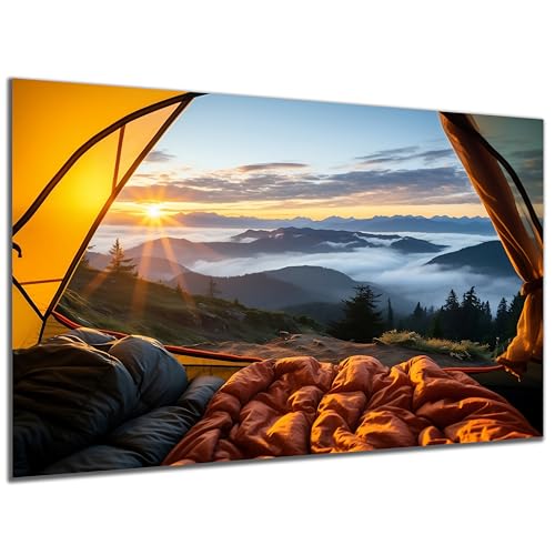 DARO Design - Wand-Bild auf 6mm HDF 84x56cm Blick aus dem Zelt Berge - Wand-Deko Bilder Geschenk von DARO Design