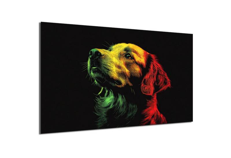 DARO Design Leinwandbild Modern Abstrakt Wandbilder XXL Wandbild Wand Deko Leinwand Bilder, (Labrador Warhol Glitch - Bilder groß Wohnzimmer Schlafzimmer Küche Esszimmer Einteilig Querformat Fotodruck Leinwände Wanddeko Abstrakte Kunst Boho), 70x50cm von DARO Design