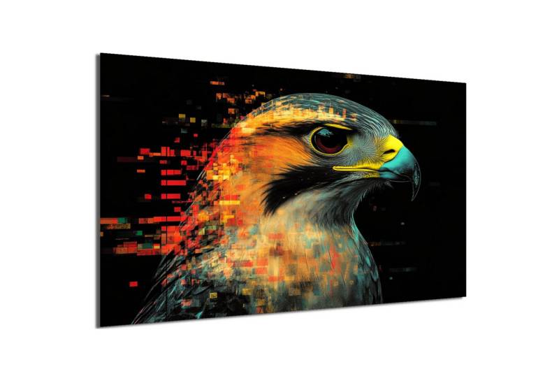 DARO Design Leinwandbild Modern Abstrakt Wandbilder XXL Wandbild Wand Deko Leinwand Bilder, (Bussard Warhol Glitch - Bild groß Wahnzimmer Schlafzimmer Küche Esszimmer Einteilig Querformat Fotodruck Leinwände Wanddeko Abstrakte Kunst Boho), 60x40cm von DARO Design