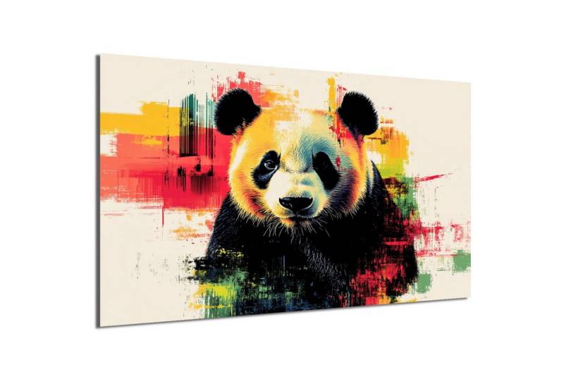 DARO Design Leinwandbild Modern Abstrakt Wandbilder XXL Wandbild Wand Deko Leinwand Bilder, (Panda Warhol Glitch - Bild groß Wohnzimmer Schlafzimmer Küche Esszimmer Einteilig Querformat Fotodruck Leinwände Wanddeko Abstrakte Kunst Boho), 60x40cm von DARO Design