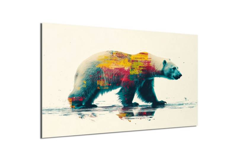 DARO Design Leinwandbild Modern Abstrakt Wandbilder XXL Wandbild Wand Deko Leinwand Bilder, (Eisbär Warhol Glitch - Bild groß Wohnzimmer Schlafzimmer Küche Esszimmer Einteilig Querformat Fotodruck Leinwände Wanddeko Abstrakte Kunst Boho), 40x30cm von DARO Design