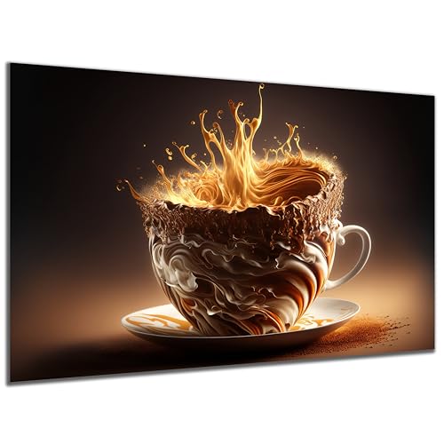 DARO Design - witziges Küchen-Bild auf 6mm HDF 70x50 cm Crazy Kaffee-Tasse - Wand-Deko Bilder Lustiges Geschenk von DARO Design