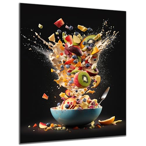 DARO Design - witziges Küchen-Bild auf 6mm HDF 70x50 cm Obstsalat - Wand-Deko Bilder Lustiges Geschenk von DARO Design