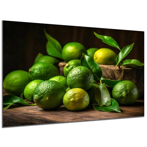 DARO Design - witziges Küchen-Bild auf 6mm HDF 84x56 cm grüne Limetten - Wand-Deko Bilder Lustiges Geschenk von DARO Design