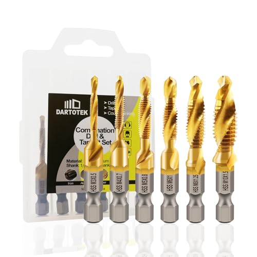 DARTOTEK 6Stück Metrisch Gewindebohrer Bohrer, Titanbeschichtetes Gewindebohrer-Werkzeug zum Bohren, Gewindeschneiden, Senken DARTOTEK 6Stück Metrisch Gewindebohrer Bohrer, Titanbeschichtetes Gewindebohrer-Werkzeug zum Bohren, Gewindeschneiden, Senken von DARTOTEK