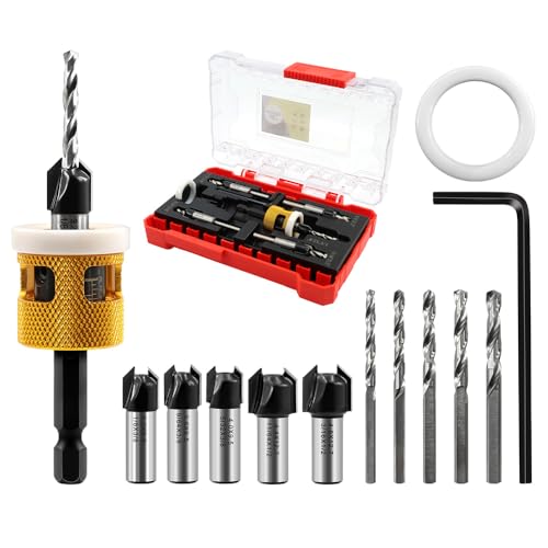 DARTOTEK Kegelsenker-Bohrer-Set Senkerbohrer 82 Grad Senkbohrer Hartmetall bestückt Einstellbarer Tiefenanschlag HSS Kegelbohrer Kopf 3.2MM 3.6MM 4MM 4.4MM 4.8MM für Holz, Kunststoff DARTOTEK Kegelsenker-Bohrer-Set Senkerbohrer 82 Grad Senkbohrer Hartmetall bestückt Einstellbarer Tiefenanschlag HSS Kegelbohrer Kopf 3.2MM 3.6MM 4MM 4.4MM 4.8MM für Holz, Kunststoff von DARTOTEK