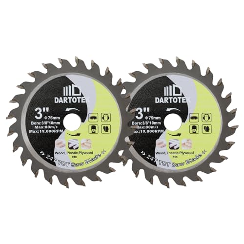 Holz schneidendes Kreissägeblatt - DARTOTEK TCT Kreisförmiges Schneidmesser 75mm*2pcs 24T Trennschleifscheibe für Holz Kunststoff Arbor 10mm von DARTOTEK