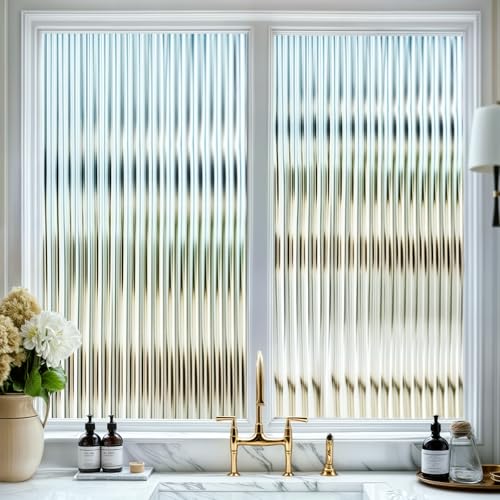 DARUITE Fensterfolie Blickdicht, Streifen Schilfglas-Effekt Sichtschutzfolie Fenster, Kein Kleber, Anti-UV Dekorfolie Fenster Folie für Zuhause und Büro, 44,3x100cm DARUITE Fensterfolie Blickdicht, Streifen Schilfglas-Effekt Sichtschutzfolie Fenster, Kein Kleber, Anti-UV Dekorfolie Fenster Folie für Zuhause und Büro, 44,3x100cm von DARUITE