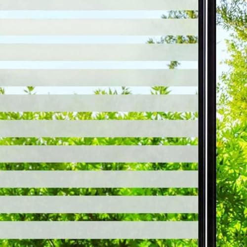 DARUITE Fensterfolie Blickdicht Milchglasfolie Selbstklebend Sichtschutzfolie Non-Klebefolie Fenster Sichtschutz Fensterfolien Folie Fenster Sichtschutz (75x300 cm, Fensterfolie Streifen) von DARUITE