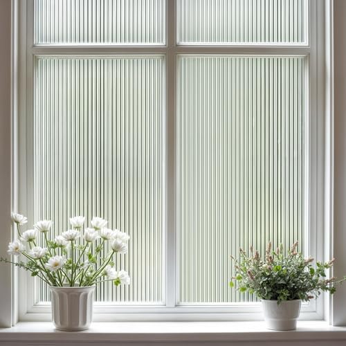 DARUITE Fensterfolie Blickdicht Selbstklebend Rillen-Glas Sichtschutzfolie Fenster Anti UV Dekofolie Wiederverwendbar Statisch Haftend Klebefolie für Zuhause Büro 30 x 120cm von DARUITE