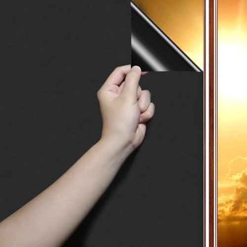 DARUITE Fensterfolie Blickdicht Sichtschutzfolie Fenster Selbsthaftend Schwarz Verdunklungsfolie Für Fenster Abdunkeln Anti-UV-Schutz Folie 100% Lichtblockierung für Zuhause Schlafzimmer (30 x 400 cm) von DARUITE