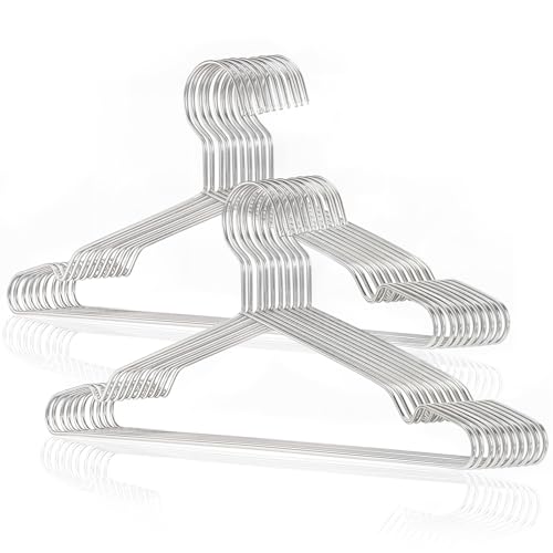 DARUITE Kleiderbügel Metall 20 Stück Bügel Edelstahl Kleider Bügel Silber Hangers Clothes Stabil Platzsparend Metallbügel rutschfest Für Garderobe Hemden Kleider Jacken Hosen(42cm) von DARUITE