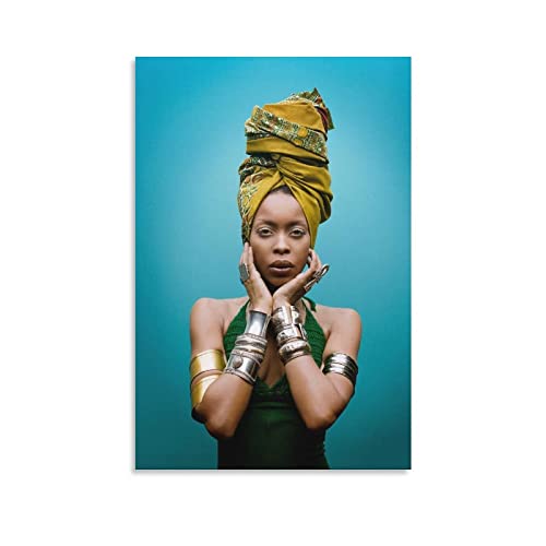 DARXGB Leinwand Druck Poster 60x90cm Berühmte Sängerin oder Songwriterin Schauspielerin Erykah Badu Poster Leinwand Wand Art Zimmer Bilder für Schlafzimmer Geschenke Dekor Kein Rahmen von DARXGB